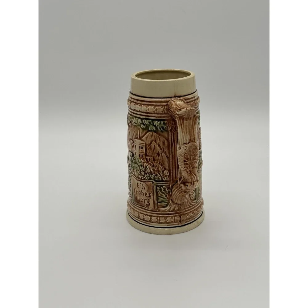 Vintage Six Flags Great Adventure Ceramic Beer Stein Mug Japan German Saying